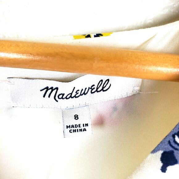 Madewell NWT Spring/Summer Floral Print Cream Short Dress Size 08 - Picture 11 of 12